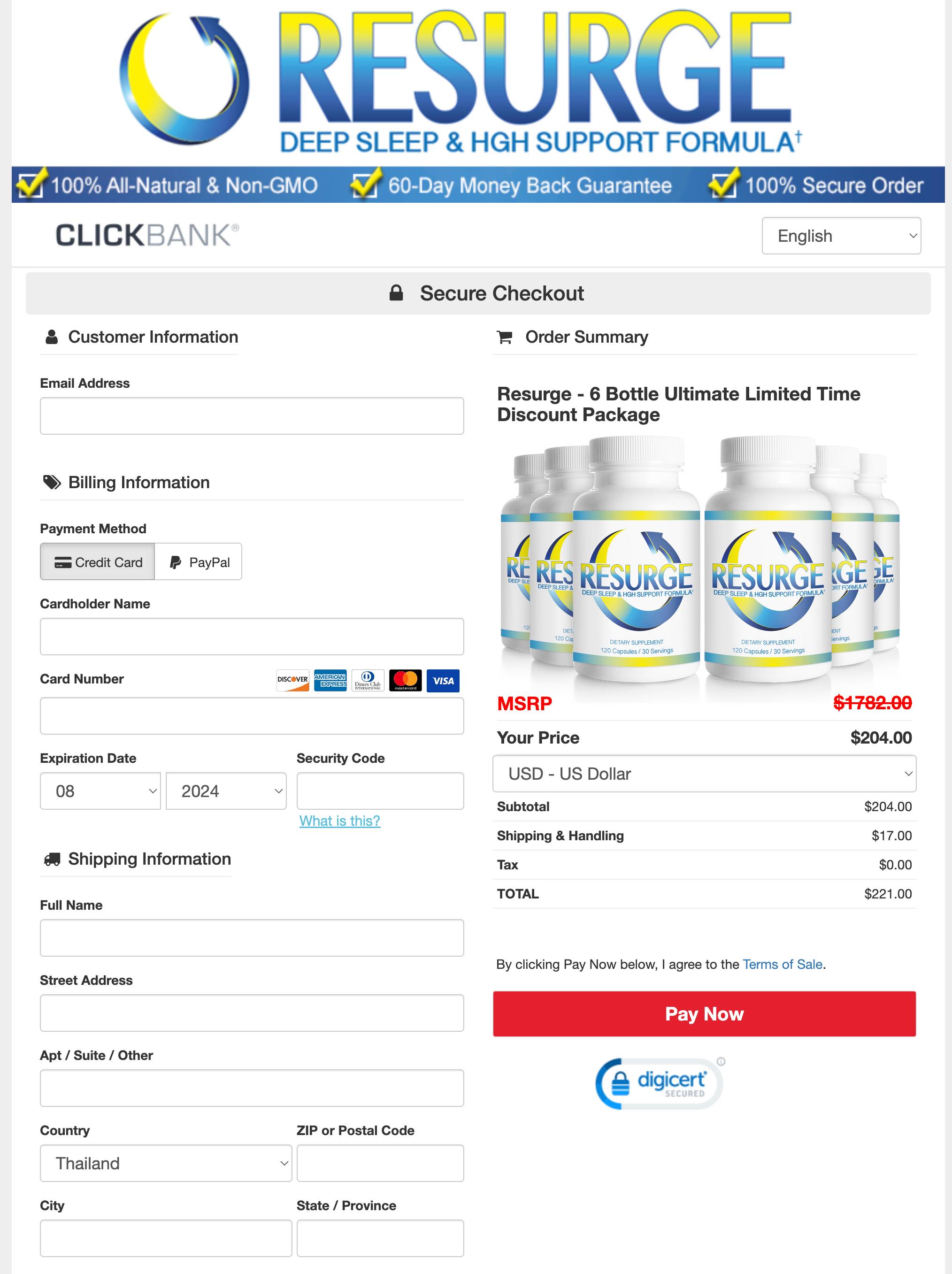 Resurge Official Website Secure Order Page